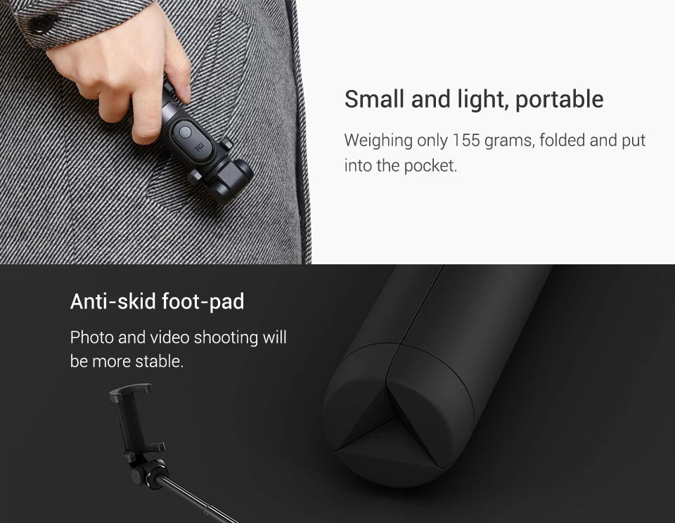 Original Xiaomi Foldable Tripod Monopod Selfie Stick Bluetooth With Wireless Button Shutter Selfie Stick For iOS/Android/Xiaomi