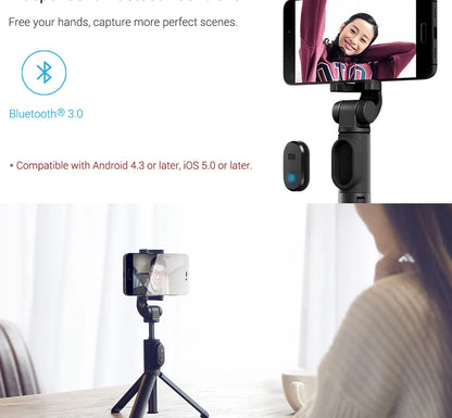 Original Xiaomi Foldable Tripod Monopod Selfie Stick Bluetooth With Wireless Button Shutter Selfie Stick For iOS/Android/Xiaomi