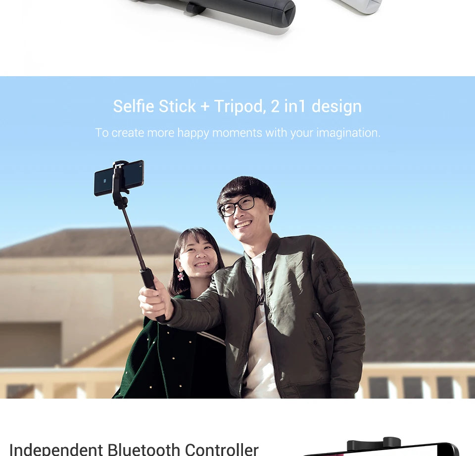 Original Xiaomi Foldable Tripod Monopod Selfie Stick Bluetooth With Wireless Button Shutter Selfie Stick For iOS/Android/Xiaomi