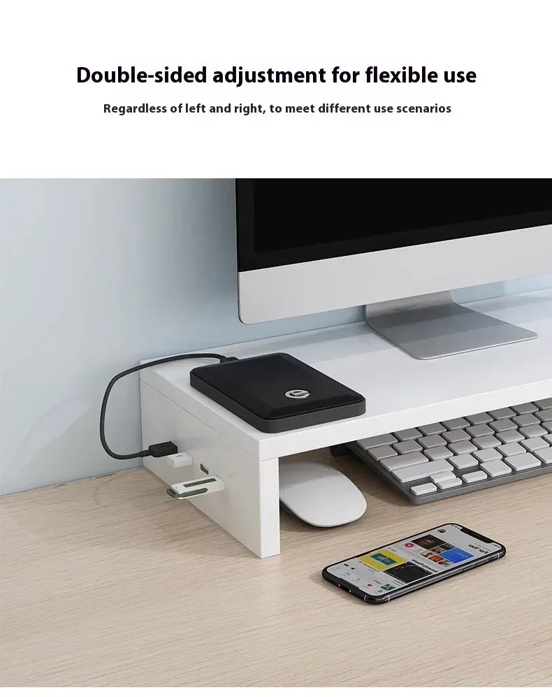 USB Computer Monitor Stand Office Desk Storage Box  Charging Monitor Support Screen Holder Pc Laptop Home Office Customized