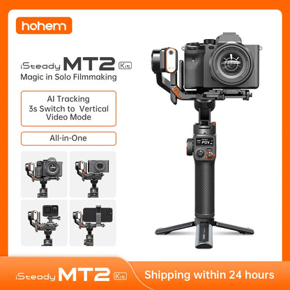 Hohem Official MT2 Kit 3-Axis Gimbal for Mirrorless Camera Stabilizer Camera Sony/Canon/Nikon/Fujifilm/Panasonic with AI Tracker