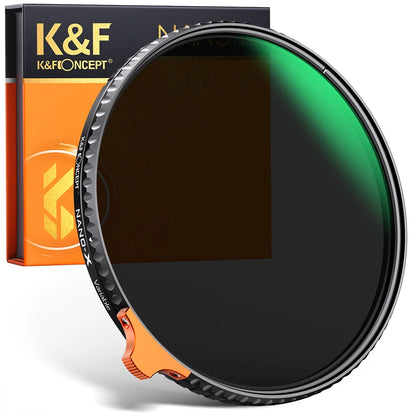 Filtro ND Variable K&F Concept Nano-X 82mm ND2-ND400 (9 Stops) – Anti-Rayaduras y Resistente al Agua