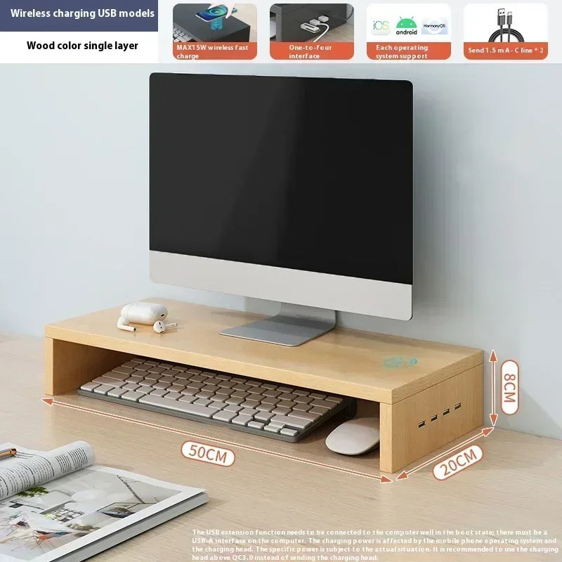 USB Computer Monitor Stand Office Desk Storage Box  Charging Monitor Support Screen Holder Pc Laptop Home Office Customized