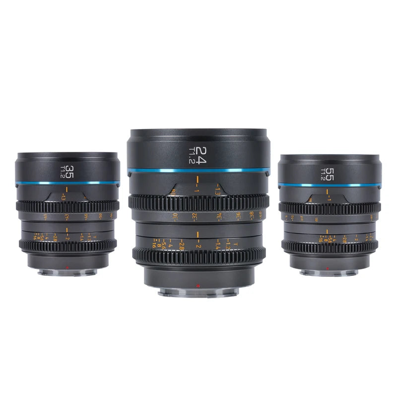 Sirui Night Walker 24mm / 35mm / 55mm T1.2 S35 Cine Lens Series Lightweight Fast T1.2 Aperture Lenses for Scenery Documentary