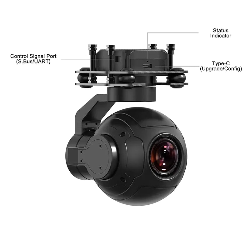 SIYI ZR10 2K 4MP QHD 30X Hybrid 10X Optical Zoom Gimbal Camera 1/2.7" CMOS HDR Starlight Night Vision 3-Axis Stabilizer UAV UGV