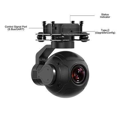 SIYI ZR10 2K 4MP QHD 30X Hybrid 10X Optical Zoom Gimbal Camera 1/2.7" CMOS HDR Starlight Night Vision 3-Axis Stabilizer UAV UGV