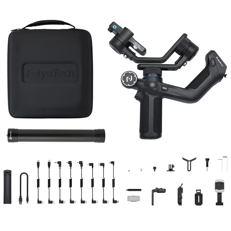 FeiyuTech SCORP Mini 2 – Gimbal 3 Ejes para Cámaras Mirrorless, GoPro y Smartphones con Seguimiento AI