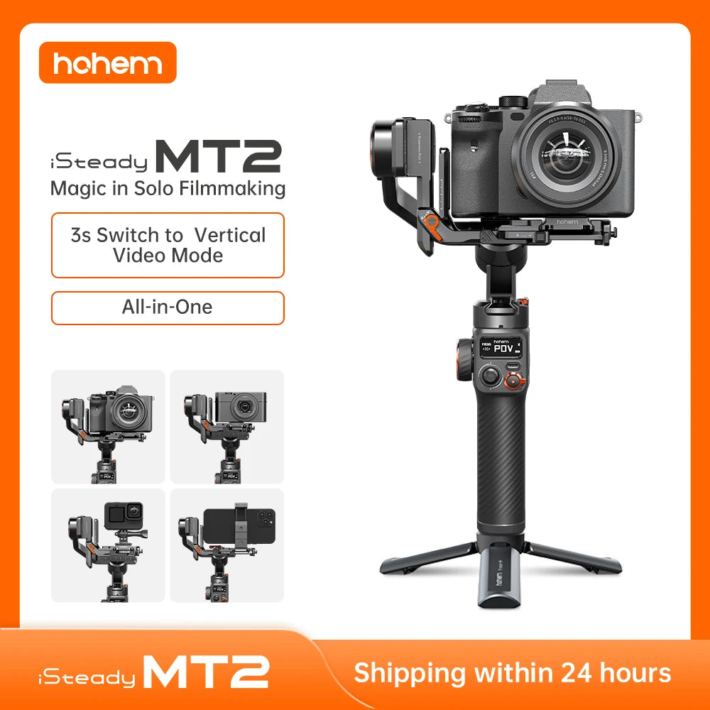 Hohem Official MT2 Kit 3-Axis Gimbal for Mirrorless Camera Stabilizer Camera Sony/Canon/Nikon/Fujifilm/Panasonic with AI Tracker