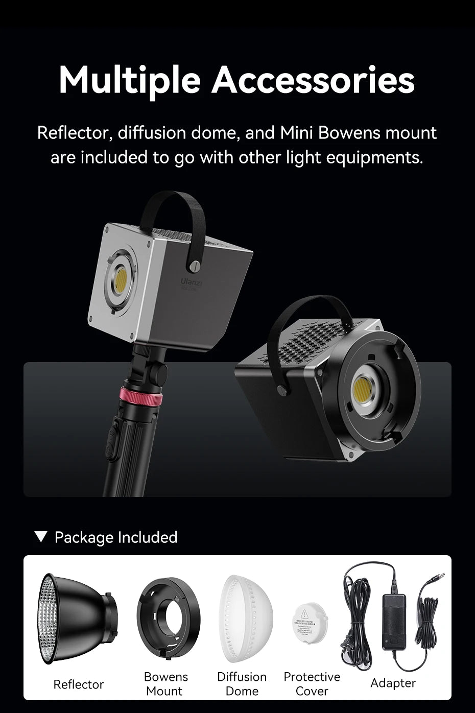 Ulanzi LT005 60W COB Video Light 2700-6500K Bi-Color Photographic LED Light for Photo Studio Film Camera Shooting Livstreaming