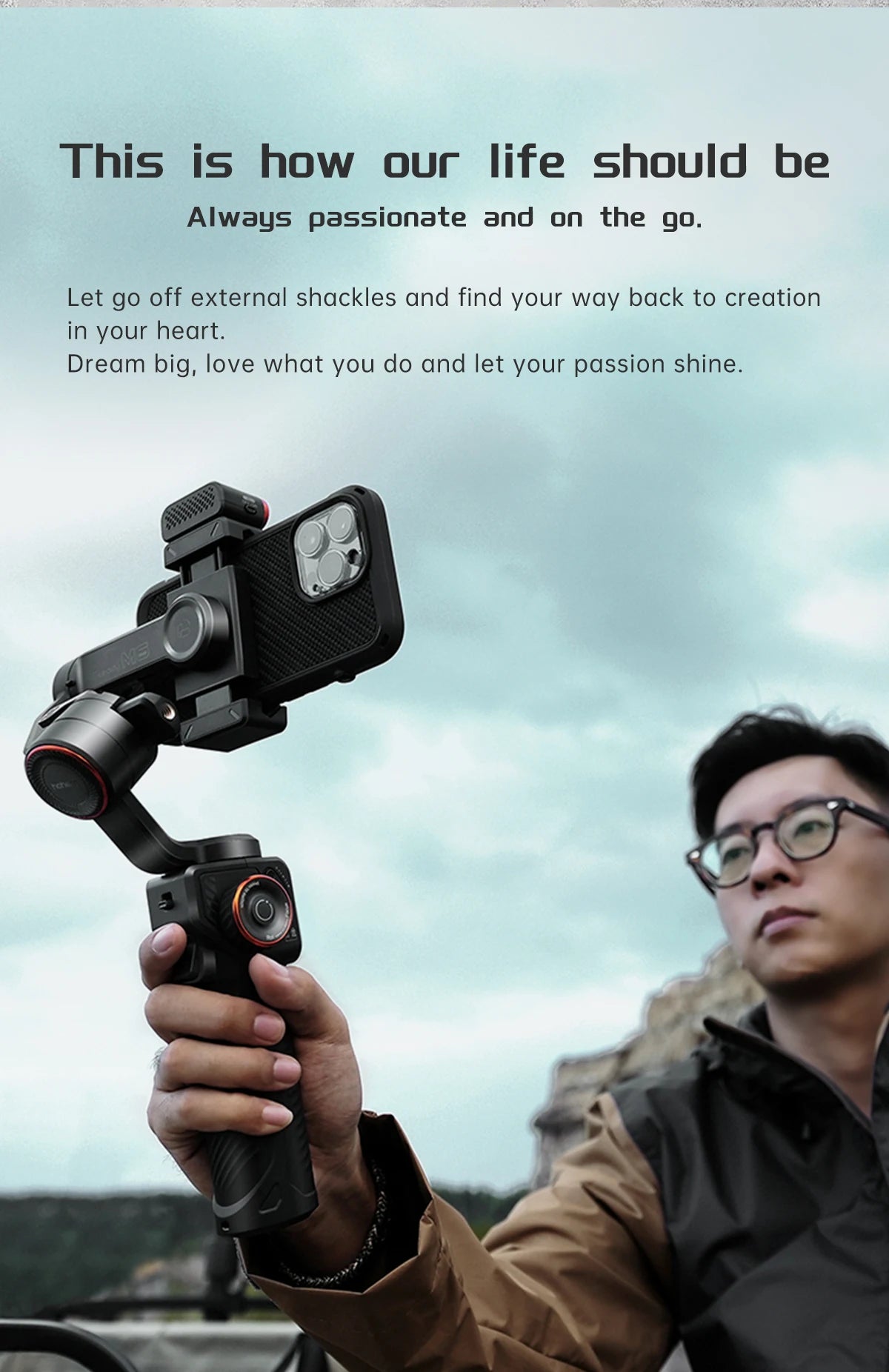 Hohem iSteady M6 3-Axis Handheld Gimbal Stabilizer Selfie Tripod for Smartphone with AI Magnetic Fill Light Video Lighting