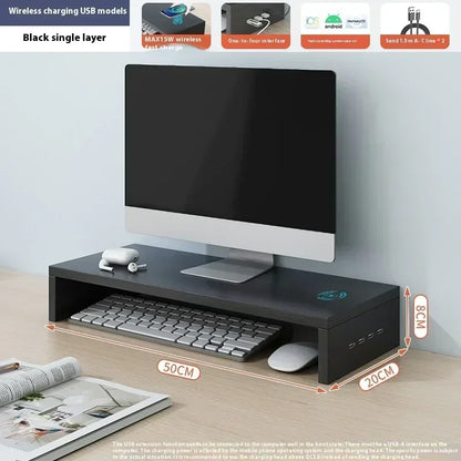 USB Computer Monitor Stand Office Desk Storage Box  Charging Monitor Support Screen Holder Pc Laptop Home Office Customized