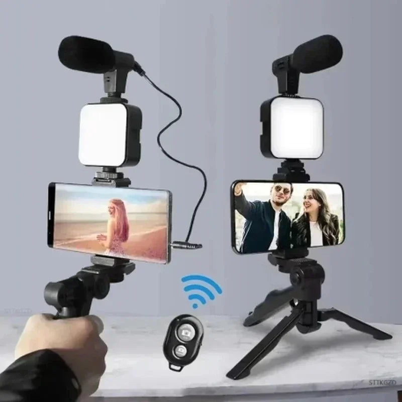 LED Fill Light Cell Phone Tripod Kit With Mic Mobile Phone Live Streaming Handheld Mini Portable Photography Live Fill Light