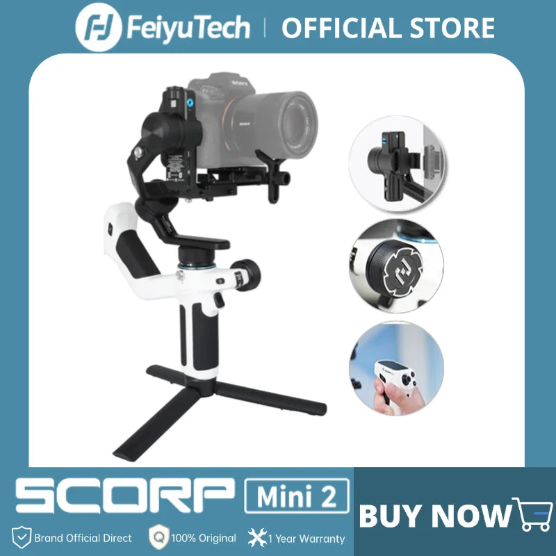 FeiyuTech SCORP Mini 2 – Gimbal 3 Ejes para Cámaras Mirrorless, GoPro y Smartphones con Seguimiento AI