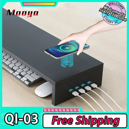 USB Computer Monitor Stand Office Desk Storage Box  Charging Monitor Support Screen Holder Pc Laptop Home Office Customized