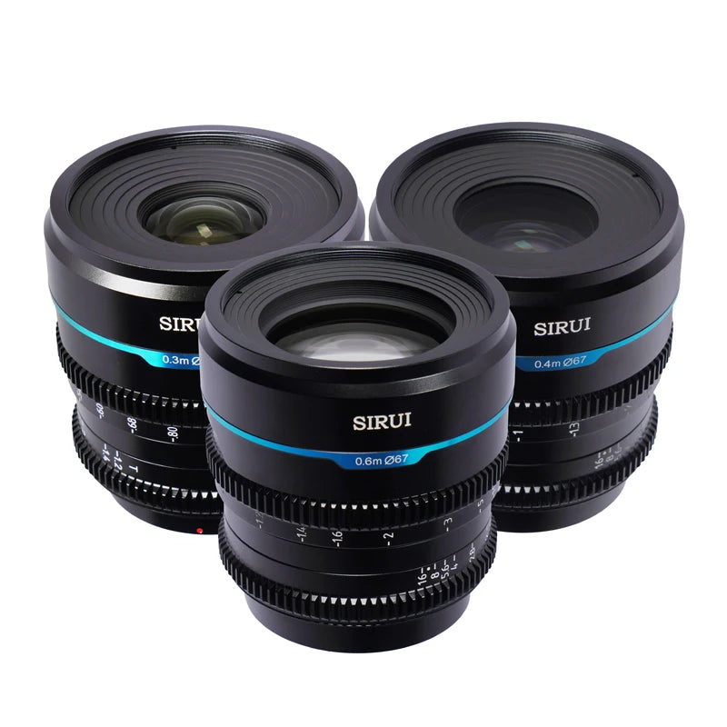 Sirui Night Walker 24mm / 35mm / 55mm T1.2 S35 Cine Lens Series Lightweight Fast T1.2 Aperture Lenses for Scenery Documentary