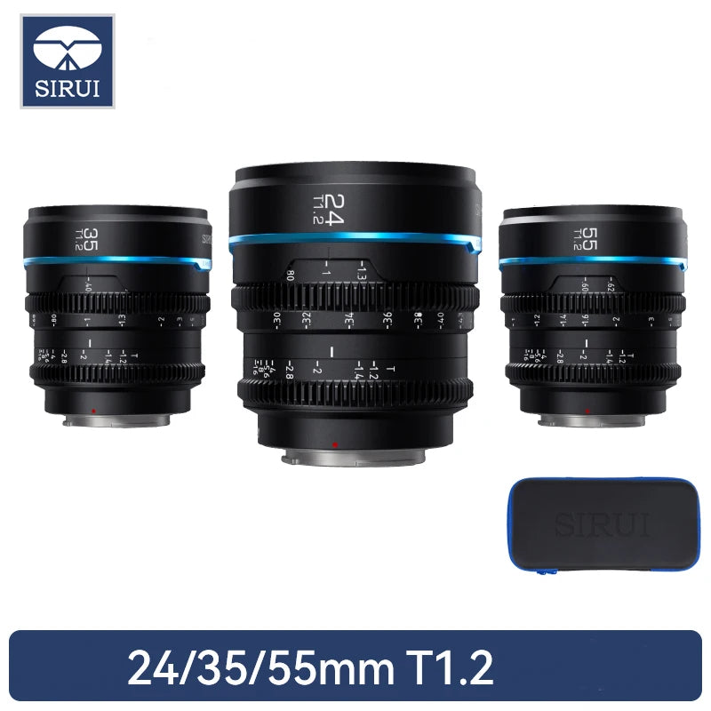 Sirui Night Walker 24mm / 35mm / 55mm T1.2 S35 Cine Lens Series Lightweight Fast T1.2 Aperture Lenses for Scenery Documentary