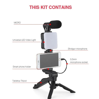 LED Fill Light Cell Phone Tripod Kit With Mic Mobile Phone Live Streaming Handheld Mini Portable Photography Live Fill Light