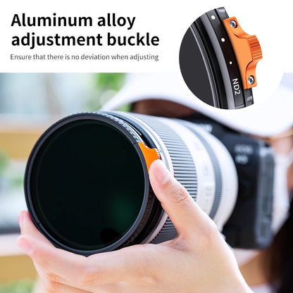 Filtro ND Variable K&F Concept Nano-X 82mm ND2-ND400 (9 Stops) – Anti-Rayaduras y Resistente al Agua