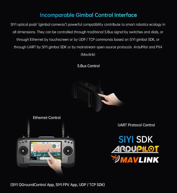 SIYI ZR10 2K 4MP QHD 30X Hybrid 10X Optical Zoom Gimbal Camera 1/2.7" CMOS HDR Starlight Night Vision 3-Axis Stabilizer UAV UGV